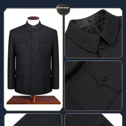 Set of Chinese Tunic Suit for Men, Mao Suit, Coat with Trousers, 2-piece Set, Zhongshan Jacket and Trousers, Twinset