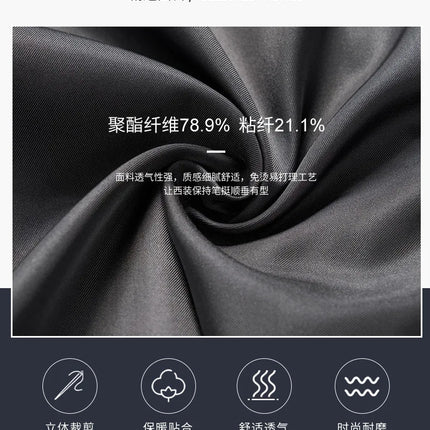 Men's New Fashion 2-Piece Suit Business Casual Slim Fit Single Button Blazer+Trousers Breathable Comfortable Side Slit Outfit