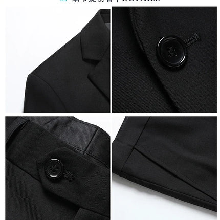 Suit (Blazer+ Trousers) Men's Casual Formal Business Gentleman Solid Color Hosting Four Seasons Slimming Wedding Fashion Suit