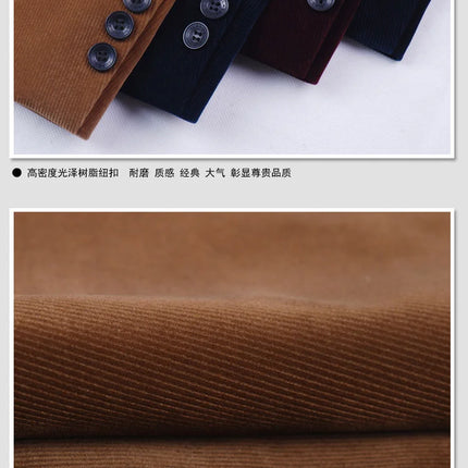 Men Corduroy Suits Jackets Male Smart Casual Dress Suits High Quality Blazers Slim Single-breasted Suits Jackets And Coats 4XL