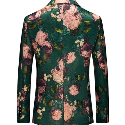 Men's Oversized Single-breasted Printed Suit Jackets Fashion Trim Dress Suit Coats Men Business Wedding Luxury Jacquard Blazers