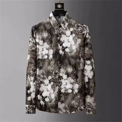 Luxury printed shirt men's long sleeved casual shirt, high-quality, fashionable, trendy, high-end plus size men's clothing XS-6X