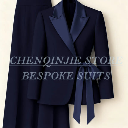 Customzied Women's Suits Blazer Fashion Peak Lapel Skinny Office Lady Outfits Formal Female 2 Piece Jacket Pants Full Sets