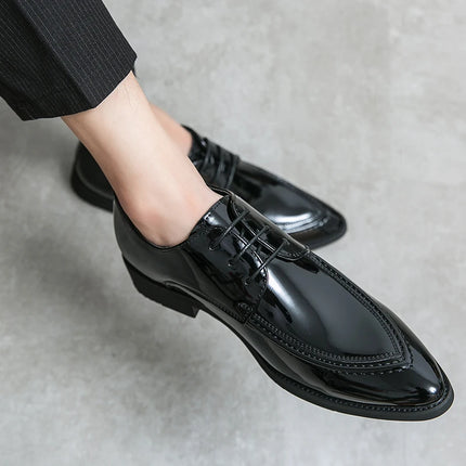 Italian Oxford Shoes For Men Luxury Patent Leather Wedding Shoes Pointed Toe Dress Leather Shoes Classic Original Derbies Shoes