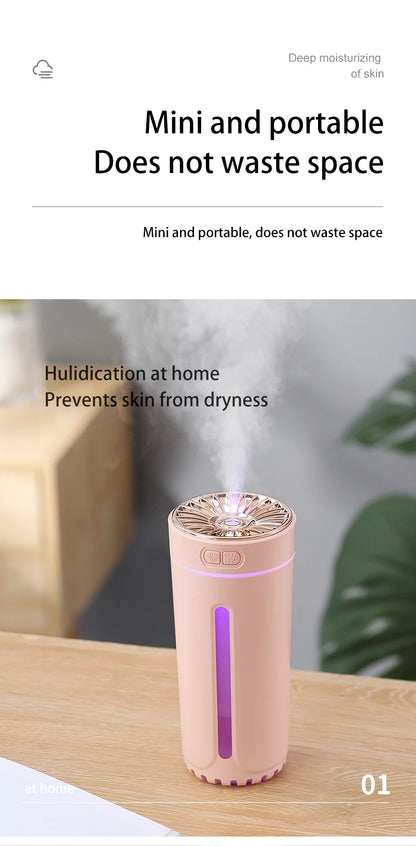 Vehicle-mounted Humidifier 300ml Mini Portable Spray Air Freshener Home LED Small Essential Oil Vaporizer Room Scent Diffuser