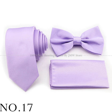 Hot Sale Purple Pink Sage Green Tie Set Polyester Necktie Bowtie Cufflink Brooch For Groom Suit Wedding Cravat Shirt Accessory