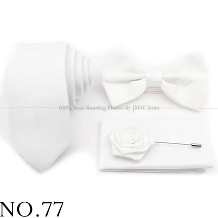 Hot Sale Purple Pink Sage Green Tie Set Polyester Necktie Bowtie Cufflink Brooch For Groom Suit Wedding Cravat Shirt Accessory