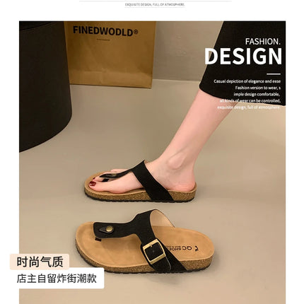 Women's Classic Buckle Strap Birken Slippers 2025 Summer New Design Brand Soft Cork Sandals Ladies Comfort Beach Flip Flop Shoes