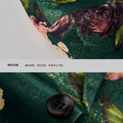 Men's Oversized Single-breasted Printed Suit Jackets Fashion Trim Dress Suit Coats Men Business Wedding Luxury Jacquard Blazers