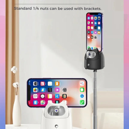 Portable 360°Rotation Auto Face Tracking Gimabl Tripod AI Smart Shooting Phone Holder for Live Vlog Streaming Video Selfie Stick