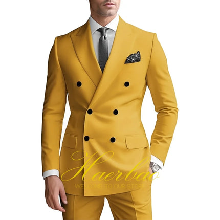 Men's Suits 2 Piece Double Breasted Jacket Pants Wedding Groom Tuxedo Formal Blazer Suit for Men