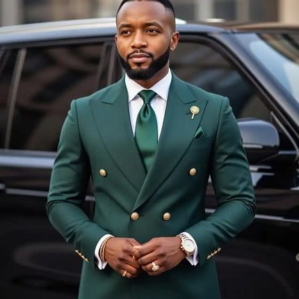 Double Breasted Men Suits Wedding Tuxedo Slim Fit Formal 2 Piece Jacket Pants Groom Prom Party Business Banquet Male Suit