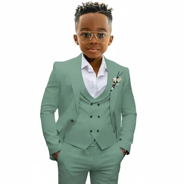 Casual Boys Suit Jacket Pants Vest 3 Piece Set Formal Blazer for Kids Wedding Tuxedo Suits 2-16 Years Custom Clothes