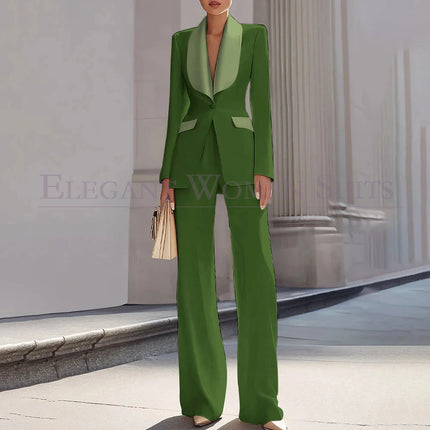 Customzied Women's Suits Blazer Luxury One-Button Shawl Lapel Slim Fit 2 Piece Jacket Pants Sets Evening Female Clothing Outfits