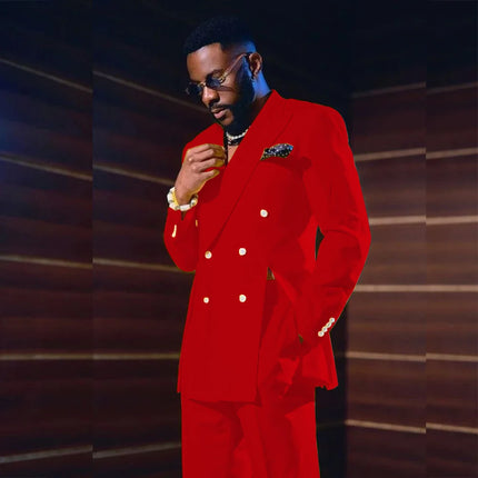 Fashion Yellow Men's Suits Special Style Double Breasted Peaked Lapel Luxury Blazer 2 Piece Jacket Pants Chic Blazer Customized