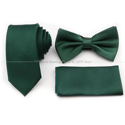 Hot Sale Purple Pink Sage Green Tie Set Polyester Necktie Bowtie Cufflink Brooch For Groom Suit Wedding Cravat Shirt Accessory