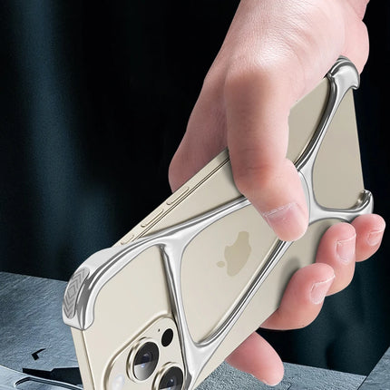 Alloy Bare Metal Feel Phone Case For Iphone 13 14 15 16 Pro Max Metal Frameless Heat Dissipation Phone Cover For IPHON 16 Promax