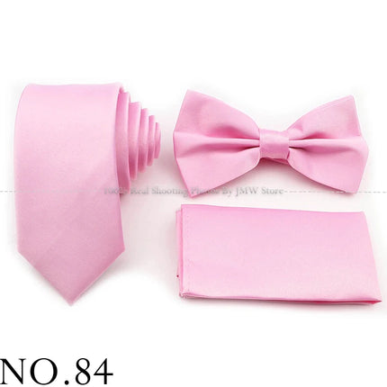 Hot Sale Purple Pink Sage Green Tie Set Polyester Necktie Bowtie Cufflink Brooch For Groom Suit Wedding Cravat Shirt Accessory