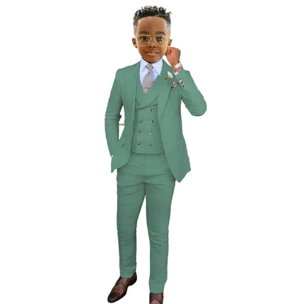 Fashionable Boys Suit Set 3 Pieces Jacket Vest Pants Banquet Party Outfit Elegant Children's Tuxedo Wedding Guest Clothes 2-20T