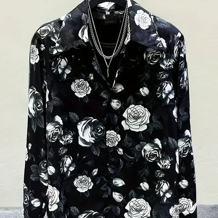 Men's Black Series 3D Printed Long Sleeve Shirts Fashionable And Casual Business Shirt men's Oversized Breathable Lapel Tops