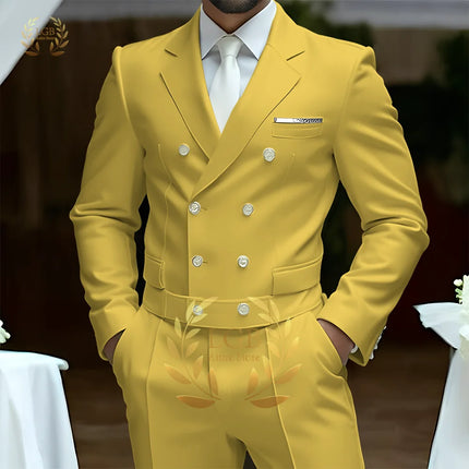 Men's 2-Piece Formal Suit, Double-Breasted Exquisite Buttons, Suit + Trousers, High-End Ceremonies Use