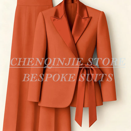 Customzied Women's Suits Blazer Fashion Peak Lapel Skinny Office Lady Outfits Formal Female 2 Piece Jacket Pants Full Sets