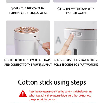 Vehicle-mounted Humidifier 300ml Mini Portable Spray Air Freshener Home LED Small Essential Oil Vaporizer Room Scent Diffuser