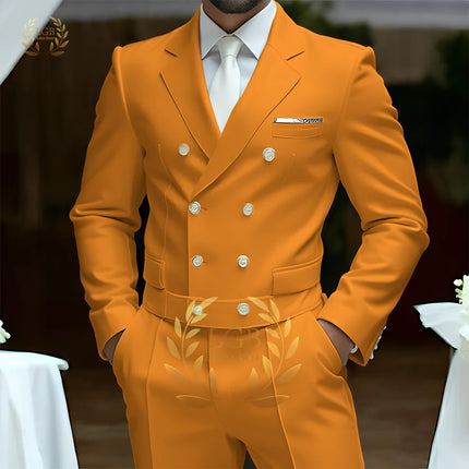Men's 2-Piece Formal Suit, Double-Breasted Exquisite Buttons, Suit + Trousers, High-End Ceremonies Use