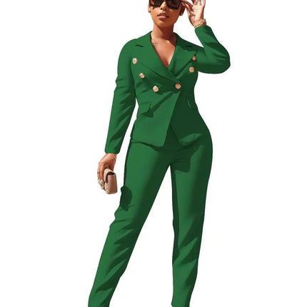 Blue Luxury Designer 2 Piece Set Outfits Black Office Suit for Women 2023 Button Up Blazer Long Pants Suit Top Blazer Set Women