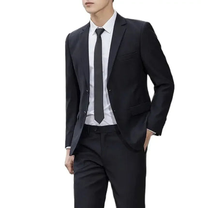 Suit (Blazer+ Trousers) Men's Casual Formal Business Gentleman Solid Color Hosting Four Seasons Slimming Wedding Fashion Suit