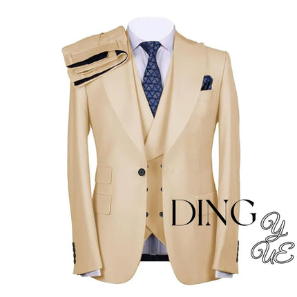 Men's Suits Regular Fit 3 Piece Single Breasted Prom Tuxedos Business Jacket Blazer+Vest+Pants Wedding