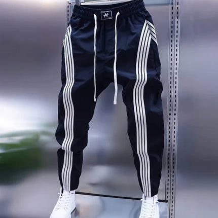Trendy Mens Casual Pants Spring Summer Slim Fit Sports Harlan Trousers Elastic Waist Cargo kets Straight Leg Faion Brand
