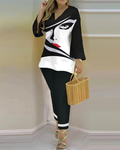 Pants Set New 2023 Spring & Summer Printed Fashion 2-Piece Suit