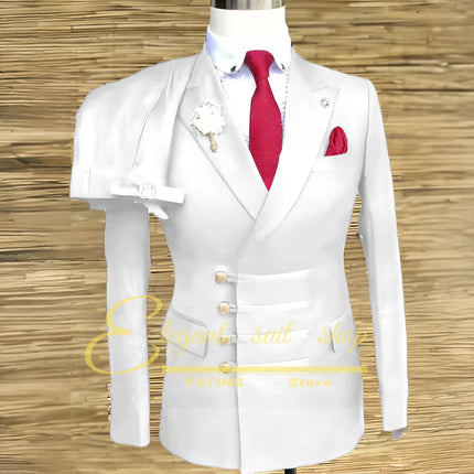 Formal Wedding Men Suits 2 Piece Jacket Pants Sets Double Breasted Male Clothing Costume