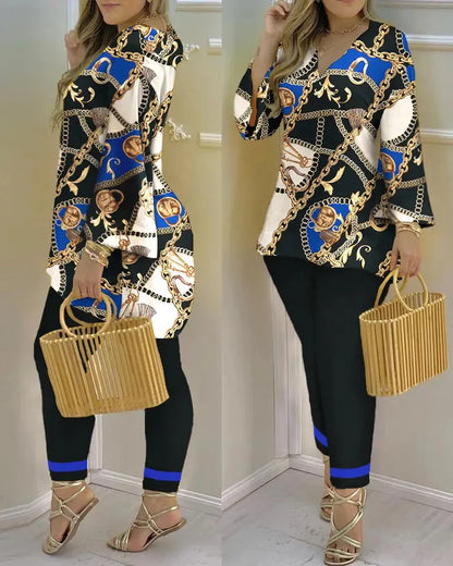 Pants Set New 2023 Spring & Summer Printed Fashion 2-Piece Suit