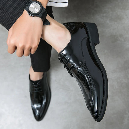 Italian Oxford Shoes For Men Luxury Patent Leather Wedding Shoes Pointed Toe Dress Leather Shoes Classic Original Derbies Shoes