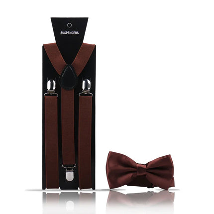 Elegant Fashion Adult Men's Suspenders And Bow Tie Two Pcs Set Harness Man For Pants Gentleman Suit Accessories Wedding Business