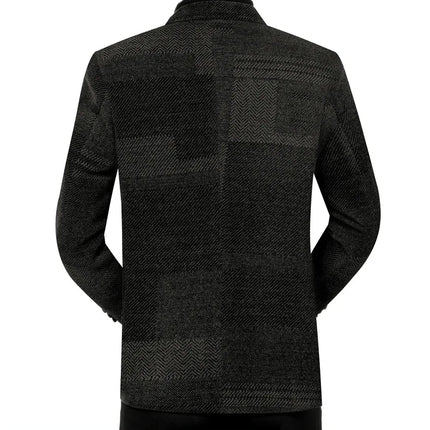 Man Suit Coat Fashion Striped Pocket Long Sleeve Male Outerwear Turn Down Collar Single-breasted Business Men Blazer