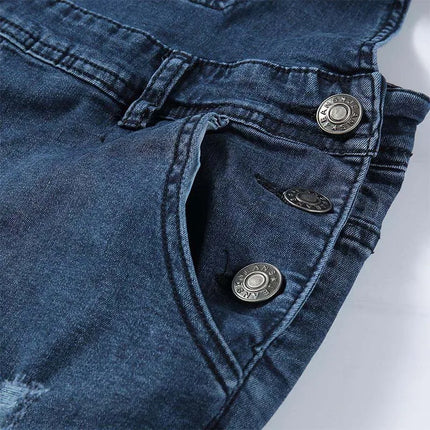 New Fashion Men's Jeans Overalls High Street Ripped Denim Jumpsuits Hip Hop Men Cargo Bib Pants Cowboy Male Jean Dungarees 2023