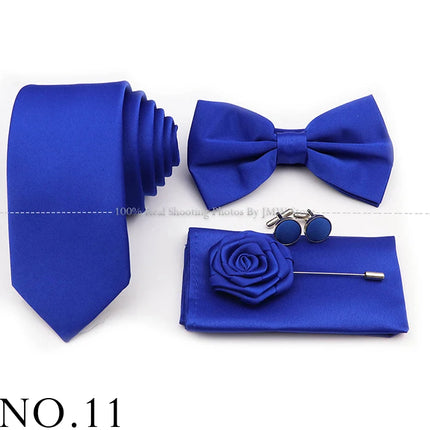 Hot Sale Purple Pink Sage Green Tie Set Polyester Necktie Bowtie Cufflink Brooch For Groom Suit Wedding Cravat Shirt Accessory