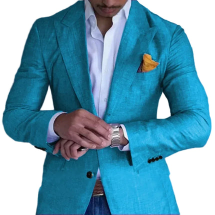 Men's Custom Green Linen Suit Jacket Summer Beach Wedding Groomsmen Only Jacket for Men