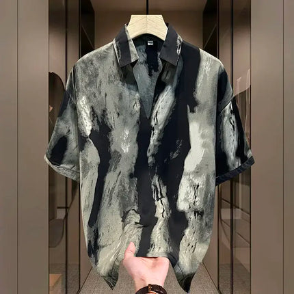 Elegant Fashion Harajuku Slim Fit Ropa Hombre Loose Casual Sport All Match T-shirts Printed Thin Style Short Sleeve Polo Shirts