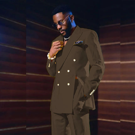 Fashion Yellow Men's Suits Special Style Double Breasted Peaked Lapel Luxury Blazer 2 Piece Jacket Pants Chic Blazer Customized