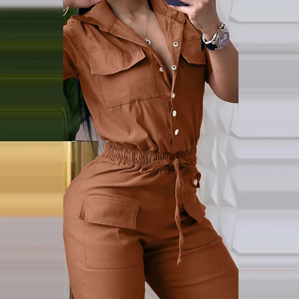 Women's Casual High Waist Cargo Jumpsuits Female Clothes Temperament Commuting New Fashion Women Tapered Pants Long Jumpsuits