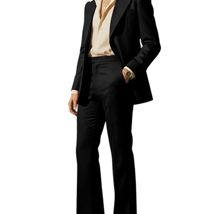 Men's Retro Wide Leg Suit 2PCS Suit Blazer and Flared Pants Fashion Streetwear Wedding Prom Party Business Jacket Tuxedo Outfit