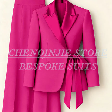 Customzied Women's Suits Blazer Fashion Peak Lapel Skinny Office Lady Outfits Formal Female 2 Piece Jacket Pants Full Sets