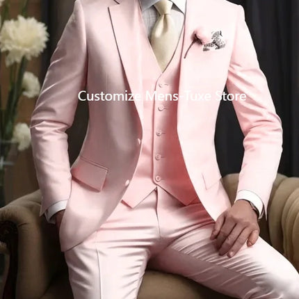 Elegant Wedding Men's Suits  Blazer Slim Fit 3 Pcs Jacket Pants Vest Luxury Costume Homme Formal Party Male Clothing