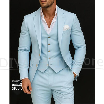 Chic Men's Suit Slim Blazer Vest and Pants Formal Business Casual Outfit Wedding Party Prom Tuxedo Male Suit 3 Piece Set
