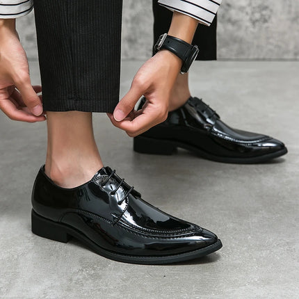 Italian Oxford Shoes For Men Luxury Patent Leather Wedding Shoes Pointed Toe Dress Leather Shoes Classic Original Derbies Shoes