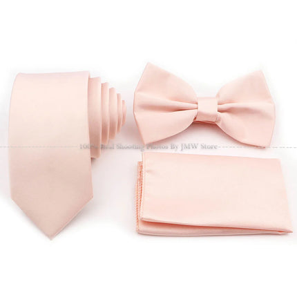Hot Sale Purple Pink Sage Green Tie Set Polyester Necktie Bowtie Cufflink Brooch For Groom Suit Wedding Cravat Shirt Accessory